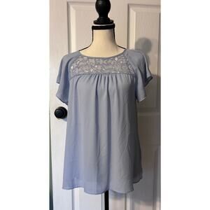 Maeve Anthropologie Blouse Lace Detail Periwinkle Blue Women's Size 41